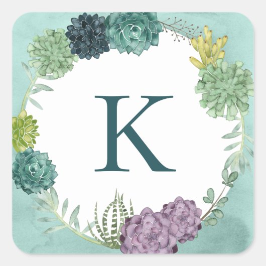 Monogram | Plant geluk | Geluk koopt Pl Vierkante Sticker (Voorkant)