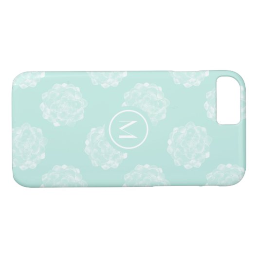 Monogram | Plant geluk | Pastel Succulent Patt Case-Mate iPhone Case (Achterkant (Horizontaal))