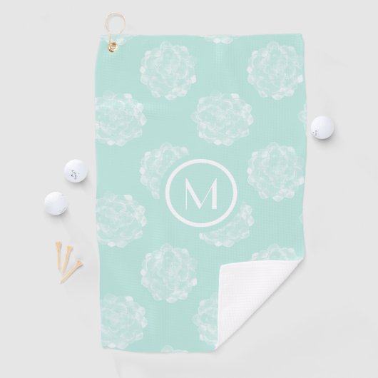 Monogram | Plant geluk | Pastel Succulent Patt Golfhanddoek (Insitu)