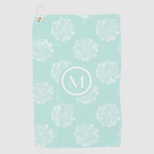 Monogram | Plant geluk | Pastel Succulent Patt Golfhanddoek (Voorkant)