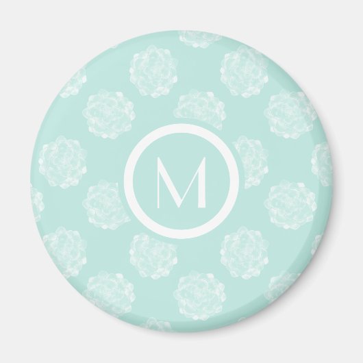 Monogram | Plant geluk | Pastel Succulent Patt Magneet (Voorkant)