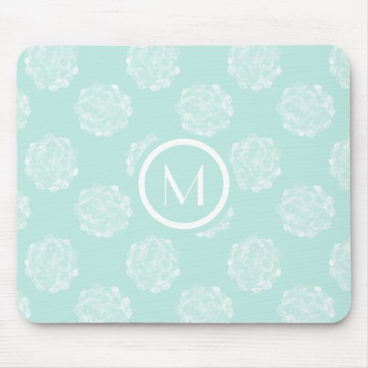 Monogram | Plant geluk | Pastel Succulent Patt Muismat (Voorkant)