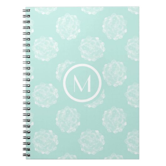 Monogram | Plant geluk | Pastel Succulent Patt Notitieboek (Voorkant)