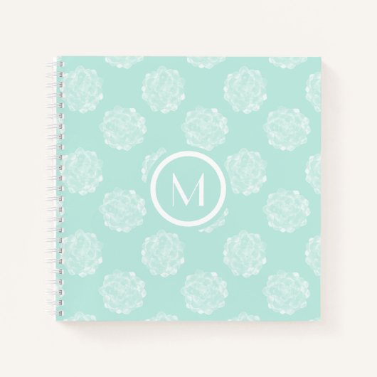 Monogram | Plant geluk | Pastel Succulent Patt Notitieboek (Voorkant)