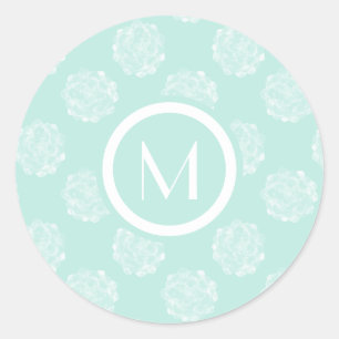 Monogram   Plant geluk   Pastel Succulent Patt Ronde Sticker