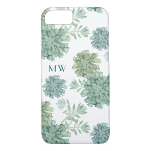 Monogram   Plant geluk   Succulent Patroon iPhone 8/7 Hoesje