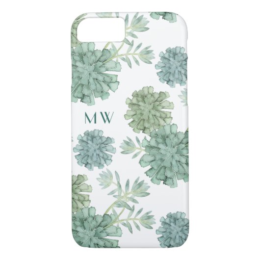 Monogram | Plant geluk | Succulent Patroon Case-Mate iPhone Case (Achterkant)