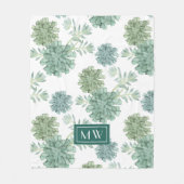 Monogram | Plant geluk | Succulent Patroon Fleece Deken (Voorkant)
