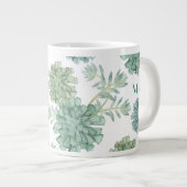 Monogram | Plant geluk | Succulent Patroon Grote Koffiekop (Voorkant rechts)