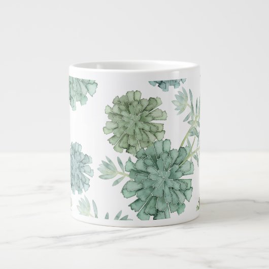 Monogram | Plant geluk | Succulent Patroon Grote Koffiekop (Voorkant)