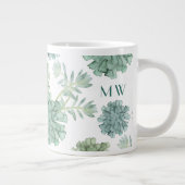 Monogram | Plant geluk | Succulent Patroon Grote Koffiekop (Rechts)