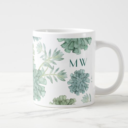 Monogram | Plant geluk | Succulent Patroon Grote Koffiekop (Rechts)