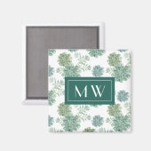 Monogram | Plant geluk | Succulent Patroon Magneet (Voorkant / Achterkant)