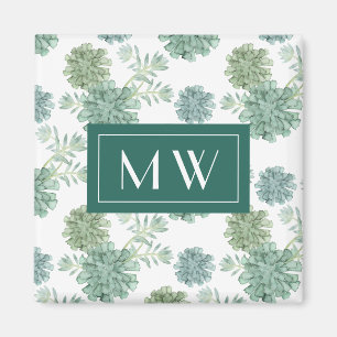 Monogram   Plant geluk   Succulent Patroon Magneet