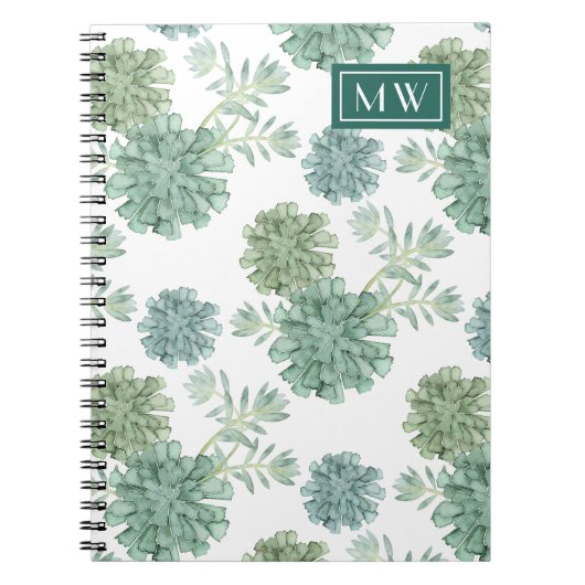 Monogram | Plant geluk | Succulent Patroon Notitieboek (Voorkant)