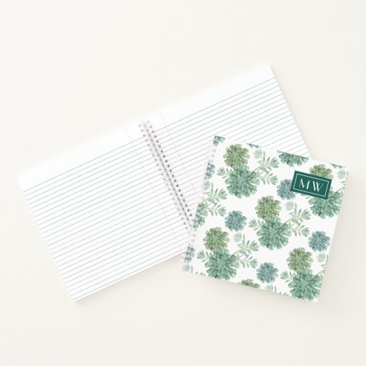 Monogram | Plant geluk | Succulent Patroon Notitieboek (Binnen)
