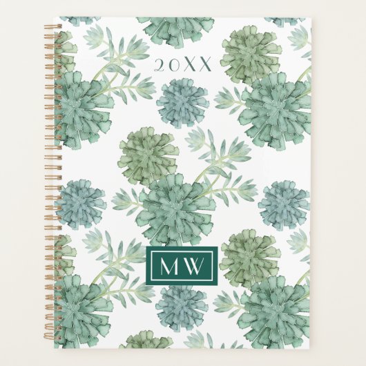 Monogram | Plant geluk | Succulent Patroon Planner (Voorkant)