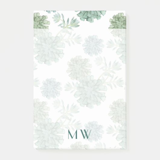 Monogram | Plant geluk | Succulent Patroon Post-it® Notes (Voorkant)