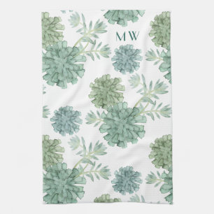 Monogram Plant geluk Succulent Patroon Theedoek