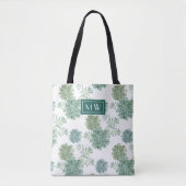Monogram | Plant geluk | Succulent Patroon Tote Bag (Voorkant)