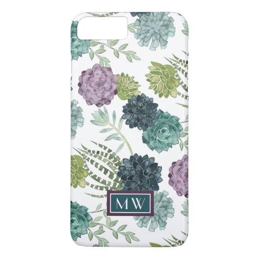 Monogram | Plant Happiness Collection Succulent Pa Case-Mate iPhone Case (Achterkant)