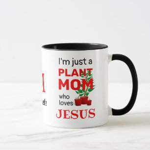 Monogram PLANT MOM LOVES JESUS Christelijk Mok