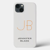 Monogram Platinum Gray Minimalist Modern Name Case-Mate iPhone Case (Achterkant)