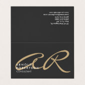 Monogram platte grijze beige Visitekaartje aanpass (Buitenkant ongevouwen)