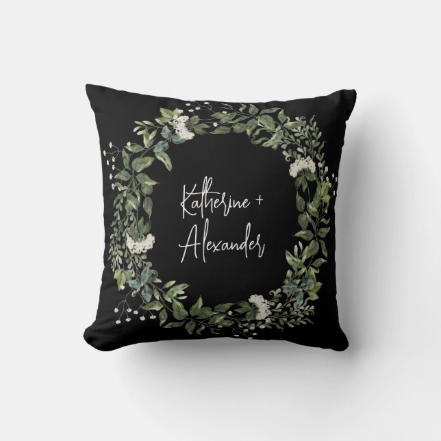 Monogram platte zwarte witte elegante versieringen kussen (Voorkant)