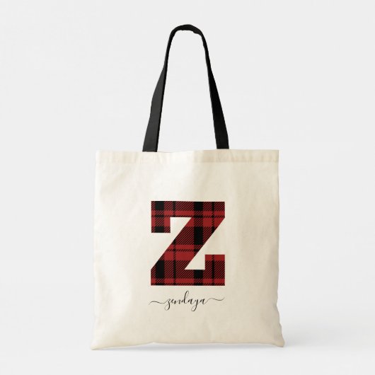 Monogram Plays Red en Black Letter "Z"-naam Tote Bag (Achterkant)