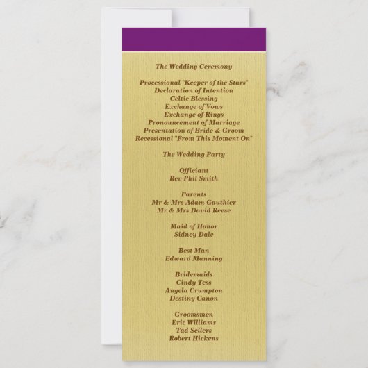 Monogram Plum Paarse Wedding Program Uitnodiging (Achterkant)