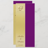 Monogram Plum Paarse Wedding Program Uitnodiging (Voorkant / Achterkant)