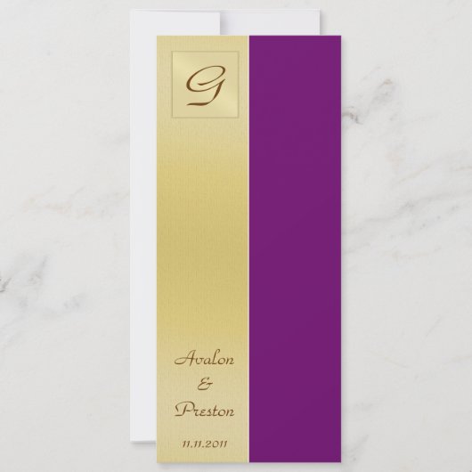 Monogram Plum Paarse Wedding Program Uitnodiging (Voorkant)