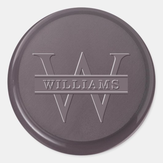 Monogram Plum Wax Seal Sticker (Voorkant)