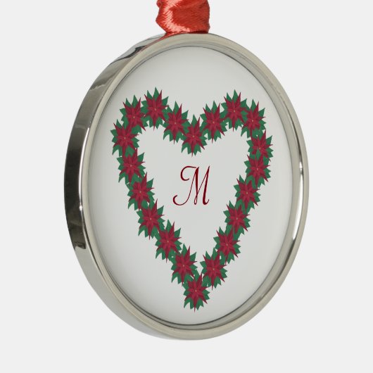 Monogram Poinsettia Kerst-versieringen Metalen Ornament (Rechts)