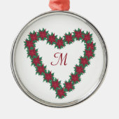 Monogram Poinsettia Kerst-versieringen Metalen Ornament (Voorkant)