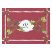 Monogram Poinsettias op Red Holiday Tablecloth Tafelkleed (Voorkant (Horizontaal))