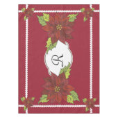 Monogram Poinsettias op Red Holiday Tablecloth Tafelkleed (Voorkant)
