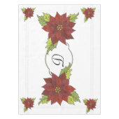Monogram Poinsettias op White Holiday Tablecloth Tafelkleed (Voorkant)