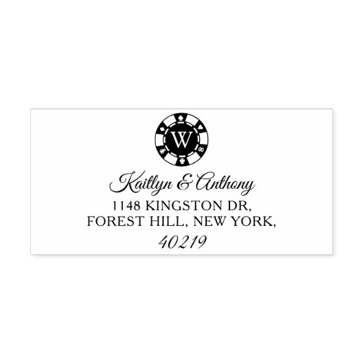 Monogram Poker Chip Casino Bruiloft Zelfinktende Stempel (Design)