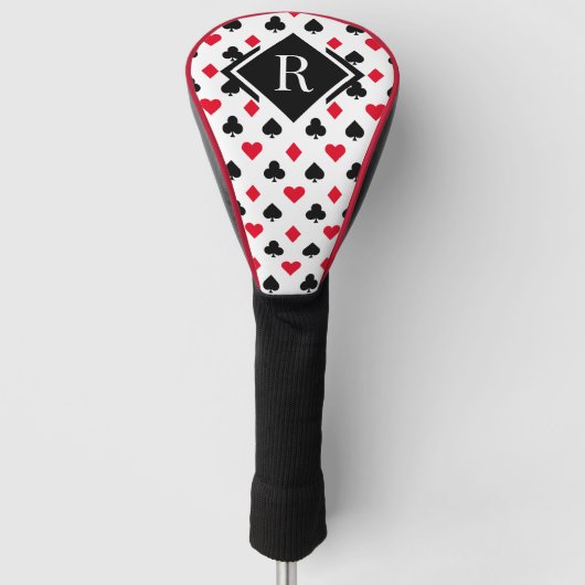Monogram Poker Kaart Suit Pattern Golfheadcover (Voorkant)