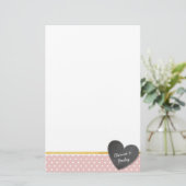 MONOGRAM polka dot krijtbord hart baby roze Briefpapier (Staand voorkant)