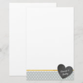 MONOGRAM polka dot krijtbord hart bord grijs Briefpapier (Voorkant / Achterkant)