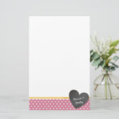 MONOGRAM polka dot krijtbord hart roos roze Briefpapier (Staand voorkant)