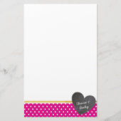MONOGRAM polka dot krijtbord hart vet heet roze Briefpapier (Voorkant)
