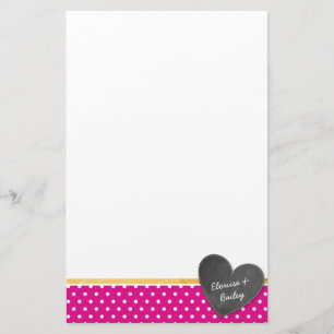 MONOGRAM polka dot krijtbord hart vet heet roze Briefpapier
