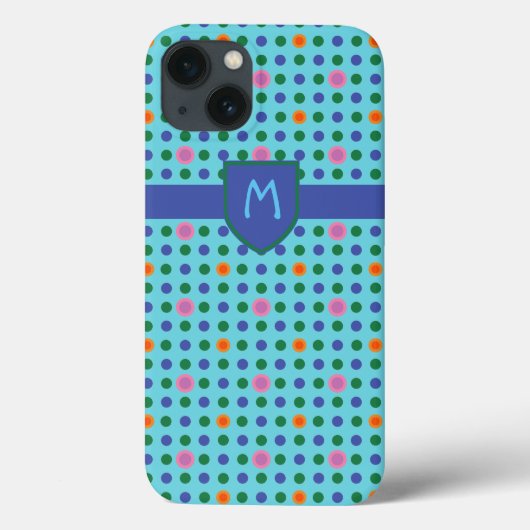 Monogram Polka Dots Aangepaste iPad Mini Case (Achterkant)