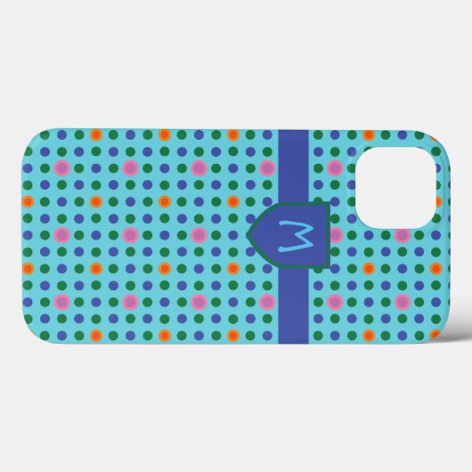 Monogram Polka Dots Aangepaste iPad Mini Case (Achterkant (horizontaal))