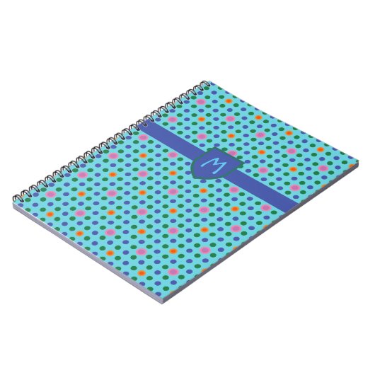 Monogram Polka Dots Custom Notitieboek of Jotter (Linkerzijde)