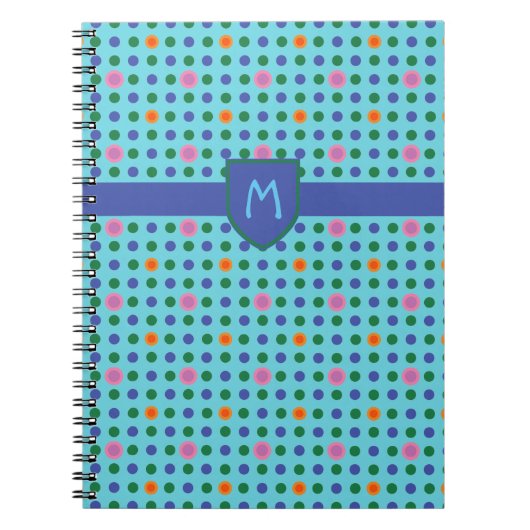 Monogram Polka Dots Custom Notitieboek of Jotter (Voorkant)